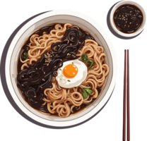 Jajangmyeon Chronicles A Gastronomic Journey with Noodles AI Generative png