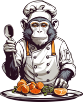 primate buongustaio il mondo di scimmia dello chef cucina ai generativo png