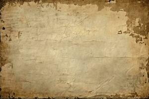 Distressed paper texture with rustic, darkened edges. AI Generated photo