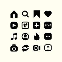 Social Media App Icons Template, Isolated Set of Black Color, Elements Kit for Web, Mobile, UI. Collection of Flat User Interface Icons. Modern Vector Design.