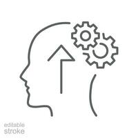 Cognitivity icon, improvement cognitive ability, human brain mental strength, Brainstorming   analytical mindset solving. editable stroke. vector illustration. design on white background. EPS 10