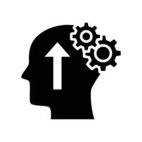 Cognitivity icon, improvement cognitive ability, human brain mental strength, Brainstorming   analytical mindset solving. solid style pictogram. vector illustration. design on white background. EPS 10