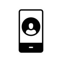 Mobile account glyph icon, create new my profile for profile network. user page in social network template. avatar personal contact pictogram. vector illustration. design on white background. EPS 10