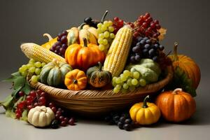 Cornucopia isolated on pastel background photo