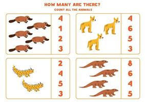 Count all Australian animals and circle the correct answers. vector