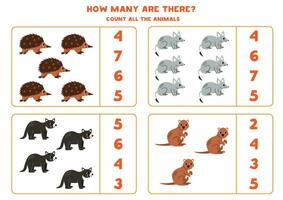 Count all Australian animals and circle the correct answers. vector