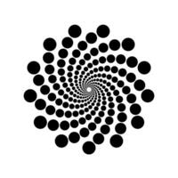 Swirl shape dotted gradient circle fading using size. Abstract business logo element vector