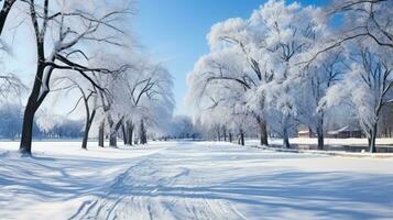 ciudad parque arboles doblado debajo hielo carga antecedentes con vacío espacio para texto foto