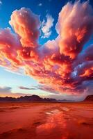 fascinante matices pintar el cielo como iridiscente nubes abrazo el escabroso belleza de el Desierto paisaje foto