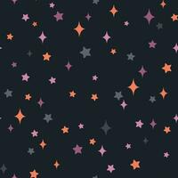 Magical seamless pattern with little stars on a dark background. Beautiful vector background. Starry night sky. Cute minimalistic art elements on a white background.