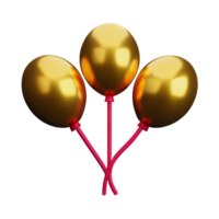 goud ballonnen 3d renderen icoon illustratie png