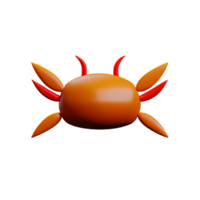 Crabe 3d le rendu icône illustration png