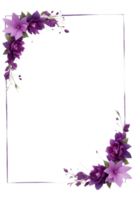 Purple Flower Border Frame PNG Transparent Background Ai Generative