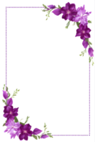 Purple Flower Border Frame PNG Transparent Background Ai Generative