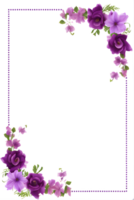 Purple Flower Border Frame PNG Transparent Background Ai Generative