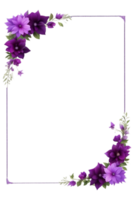 Purple Flower Border Frame PNG Transparent Background Ai Generative