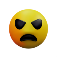 angry face 3d rendering icon illustration png