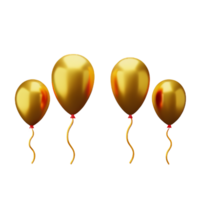 goud ballonnen 3d renderen icoon illustratie png