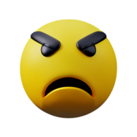 angry face 3d rendering icon illustration png