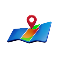 map 3d rendering icon illustration png