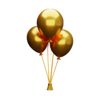 gold balloons 3d rendering icon illustration png