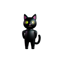 svart katt 3d tolkning ikon illustration png