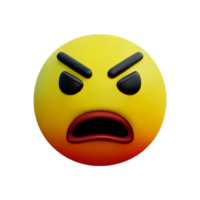 angry face 3d rendering icon illustration png