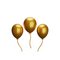 goud ballonnen 3d renderen icoon illustratie png