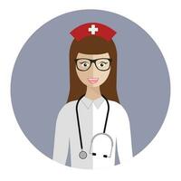 Flat icon of medical nurse. Flat vector design.