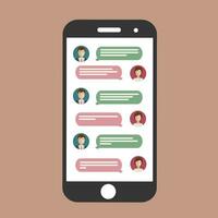 Cell phone chat. Mobile chat on line. Flat vector icon.