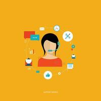 Support service concept. Flat design illustration with icons. Technical support assistant. vector