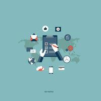 Flat vector illustration concept for key notes, steps, positions planning. Design elements for web and mobile applications, info graphics and work flow layout.
