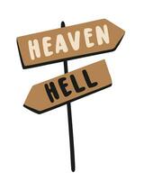 Heaven and hell. Pointer with arrows. Vector isolated illustration