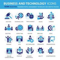 Business, data analysis, organization management and technology icon set. Business people, management, technology, creative process icon set. Icons vector collection