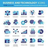 Business, data analysis, organization management and technology icon set. Business people, management, technology, creative process icon set. Icons vector collection