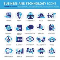 Business, data analysis, organization management and technology icon set. Business people, management, technology, creative process icon set. Icons vector collection