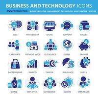 Business, data analysis, organization management and technology icon set. Business people, management, technology, creative process icon set. Icons vector collection