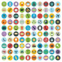 Flat icons design modern vector illustration. Big set of web and technology development icons, business management symbol, marketing items and other various objects on background.