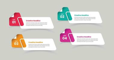 Four step business strategy presentation infographic layout design vector