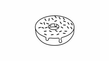 Animé vidéo de une noir esquisser de une Donut forme video
