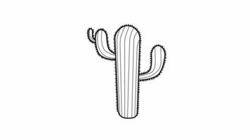 animiert schwarz skizzieren von ein Kaktus gestalten video