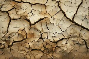 Natures plea Cracked soil in desert bears witness to climate changes toll AI Generated photo