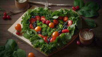 salat en corazón forma ai generado foto