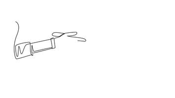 Animated self drawing of continuous line draw gesture of father giving hand to his child. Parenting motherhood loving care. Happy and lovely family parental concept. Full length single line animation video