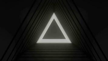 Animated triangular light running from back to front in a hallway video