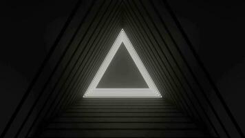 Animated triangular light running from back to front in a hallway video