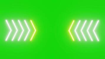 3d video animation of two yellow and white directional lights on a green screen background