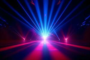 Dazzling blue and red rays create a vibrant disco ambiance. AI Generated photo