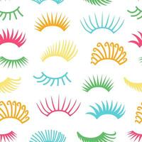 Seamless pattern with cartoon eyelashes. Pattern with closed woman eyes in trendy color. Cute design. vector