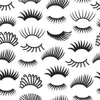 Hand drawn eyelashes doodles icon seamless pattern. Vector beauty illustration of open and close eyes for cards, textile